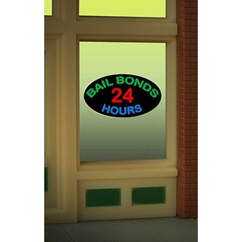 Bail Bonds Flashing Neon Window Sign