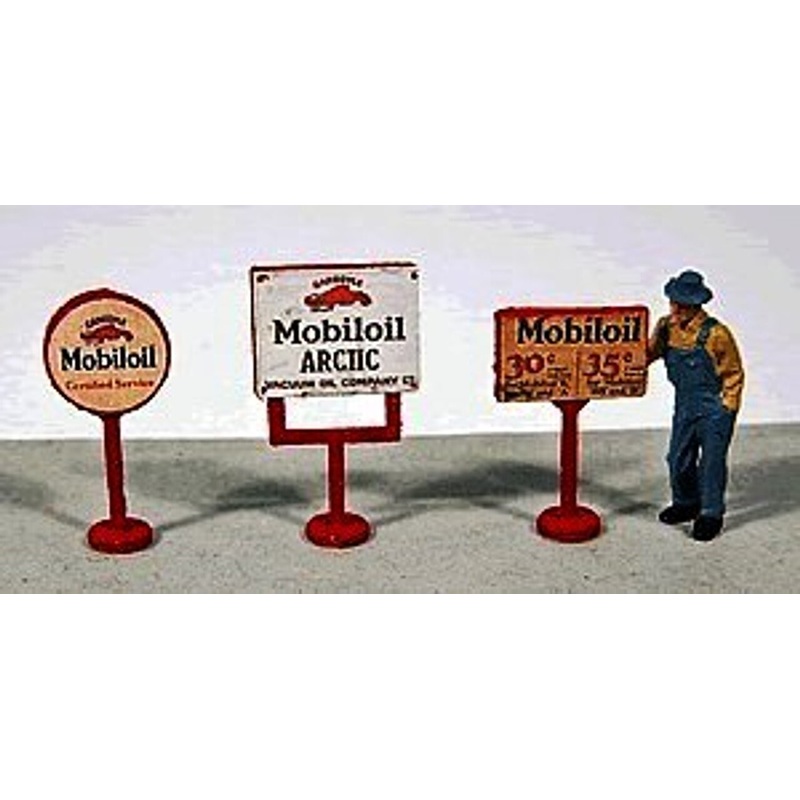 Vintage Mobil Gas Station Curb Signs (3)