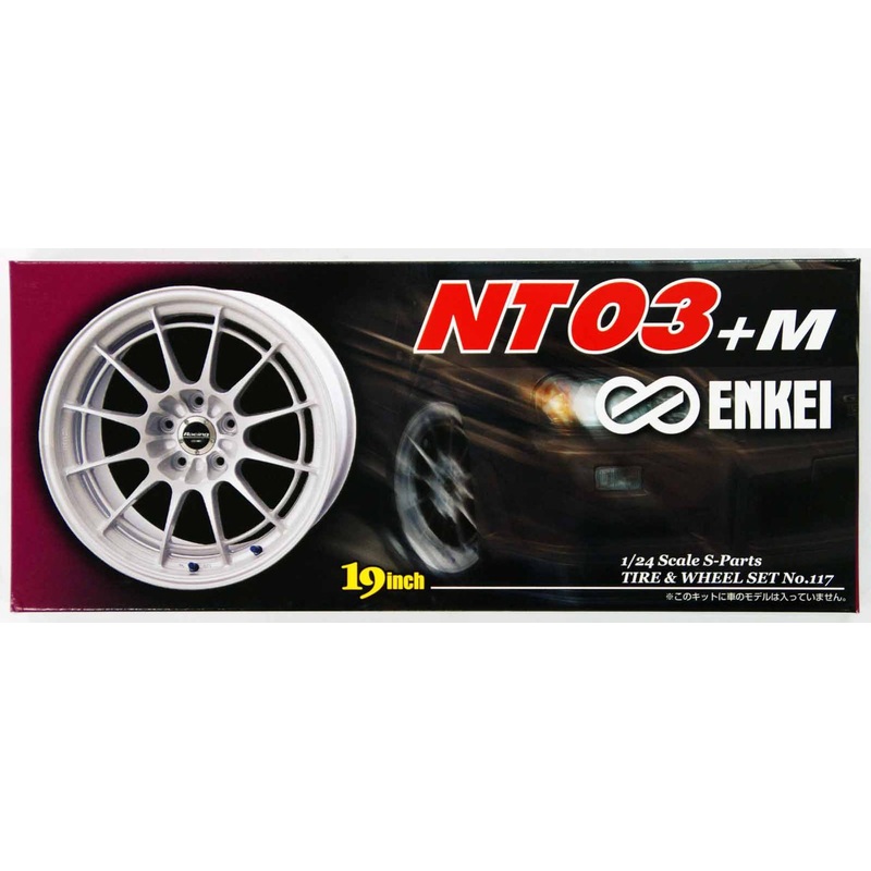 Aoshima 05552 Tire & Wheel Set ENKEI NT03+M 19 inch 1/24 Scale Kit
