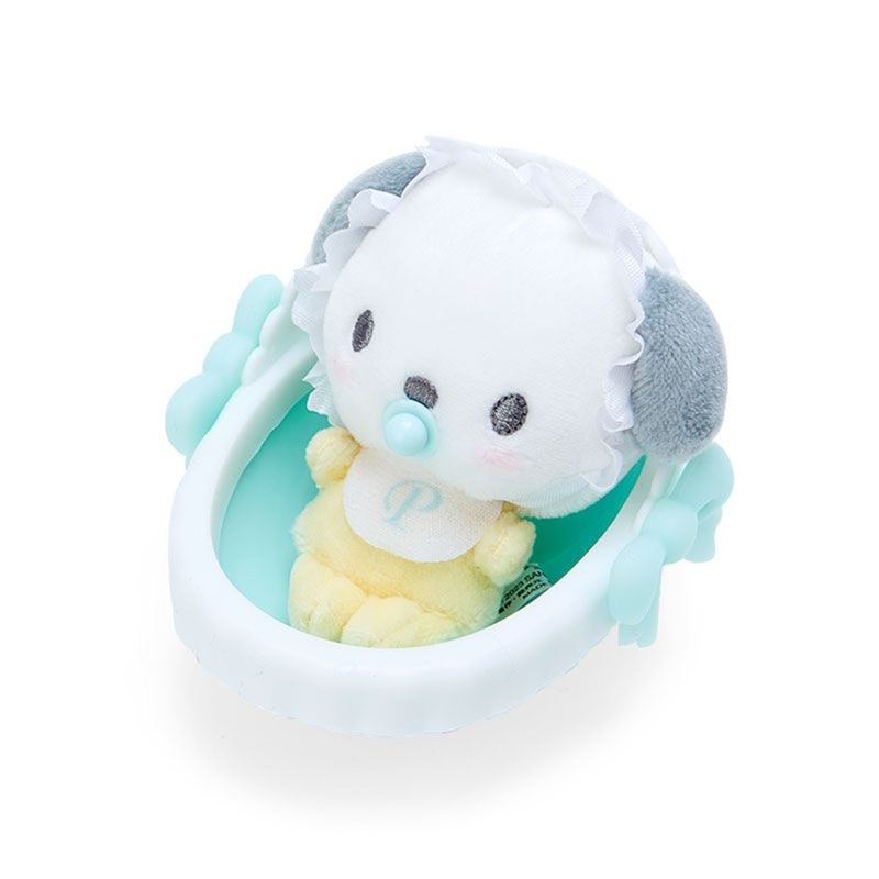 Sanrio Baby Mini Mascot Plush in Cradle Pochacco