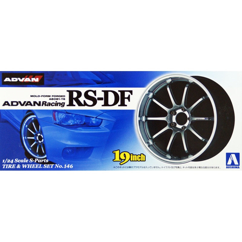 Aoshima 09017 Tire & Wheel Set No.146 ADVAN Racing RS-DF 19 inch 1/24 Scale Kit