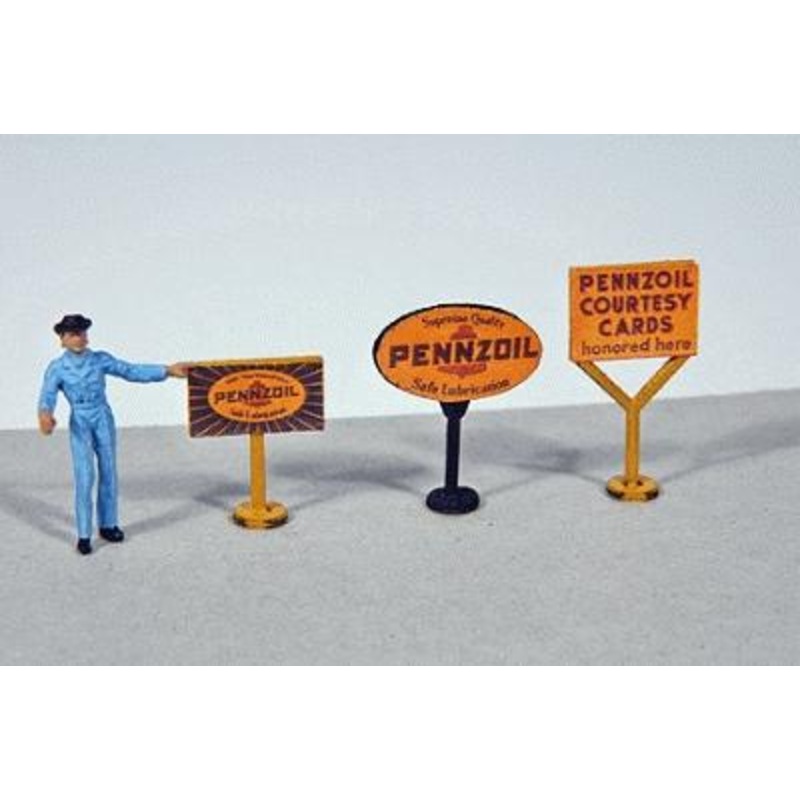 Vintage Pennzoil Gas Station Curb Signs (3)