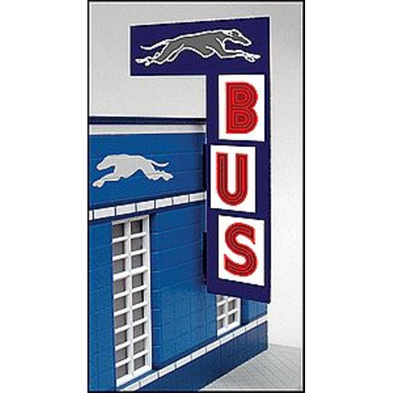 Vertical Bus Station Animated Neon Billboard