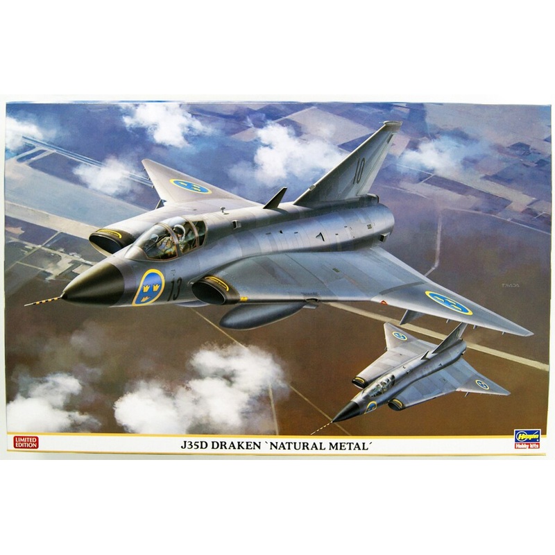 Hasegawa 07434 J35D Draken Natural Metal Limited Edition 1/48 Scale Kit