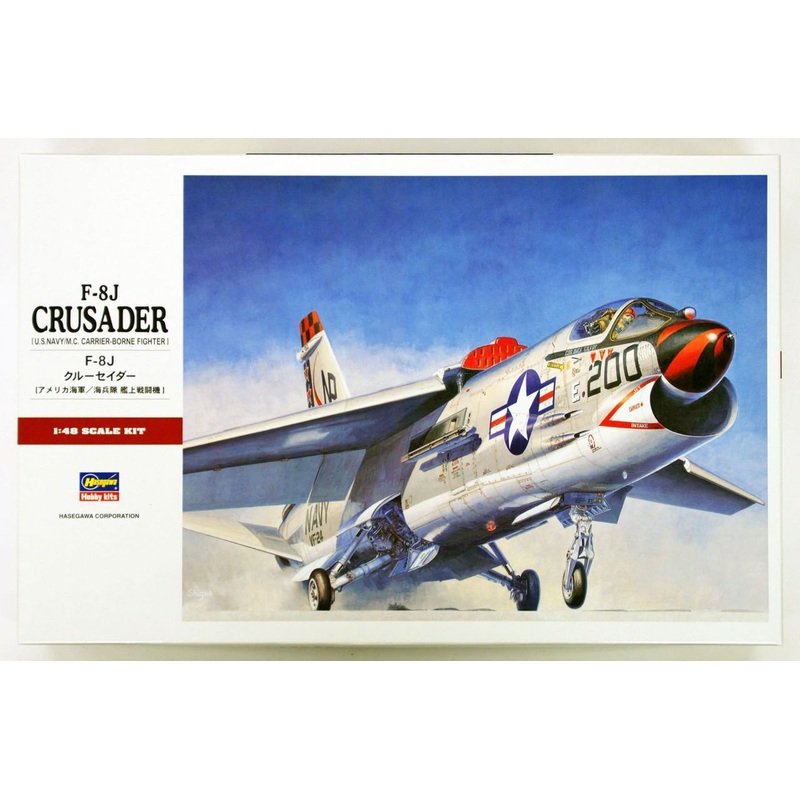 Hasegawa 1/48 F-8J Crusader (U.S. Navy/M.C. Carrier-Borne Fighter) Plastic Model