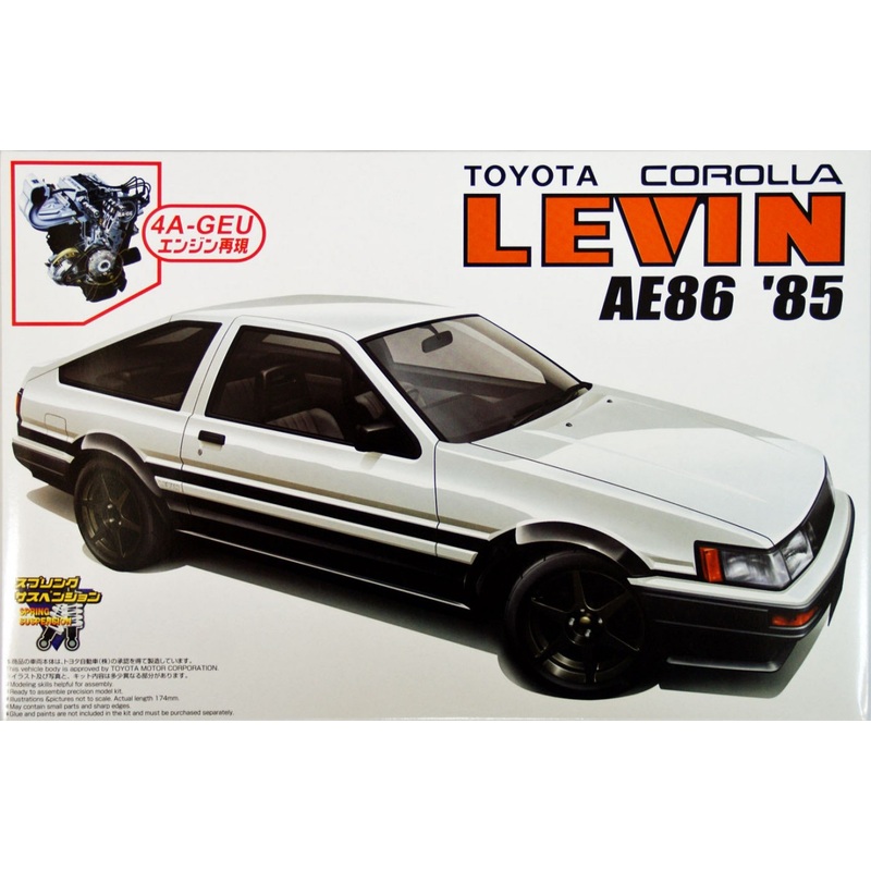 Aoshima 39359 Toyota Corolla Levin AE86 1985 with 4A-GEU Engine 1/24 Scale Kit