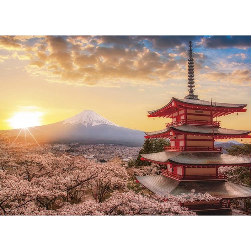 Yanoman 05-1023 Jigsaw Puzzle Mt. Fuji and Sakura in Yamanashi (500 Pieces)