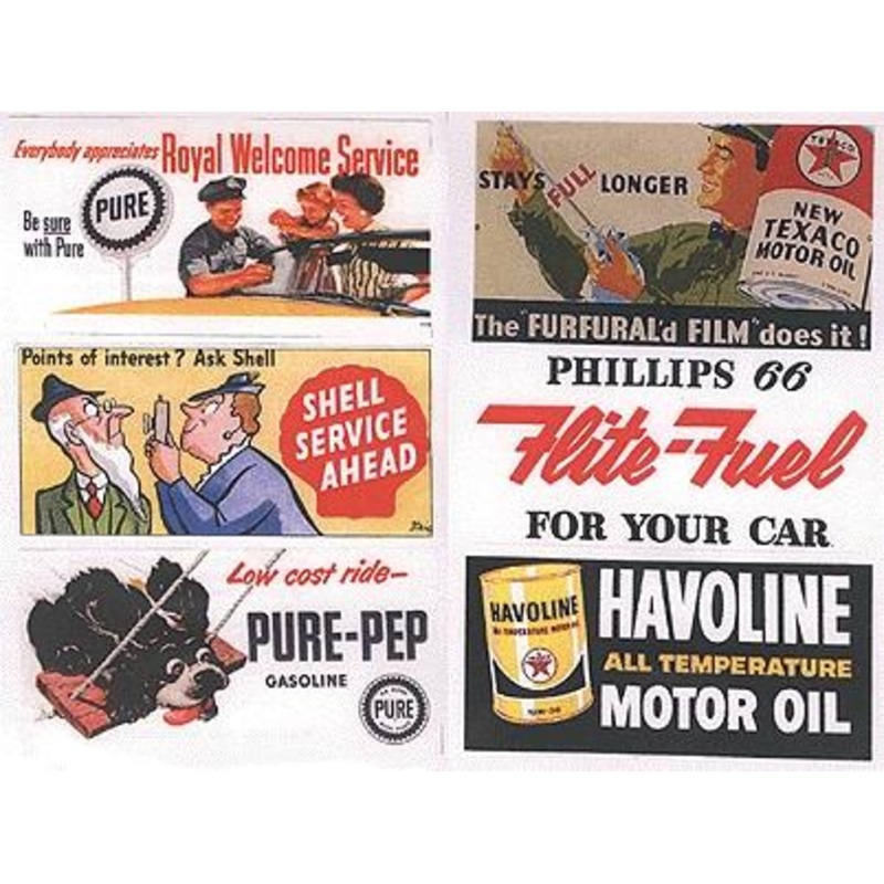 Vintage Gas Station/Oil Signs (6) 1950s