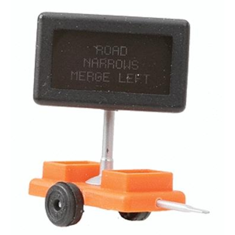Road Narrows Merge Left Highway Sign w/ Transformer