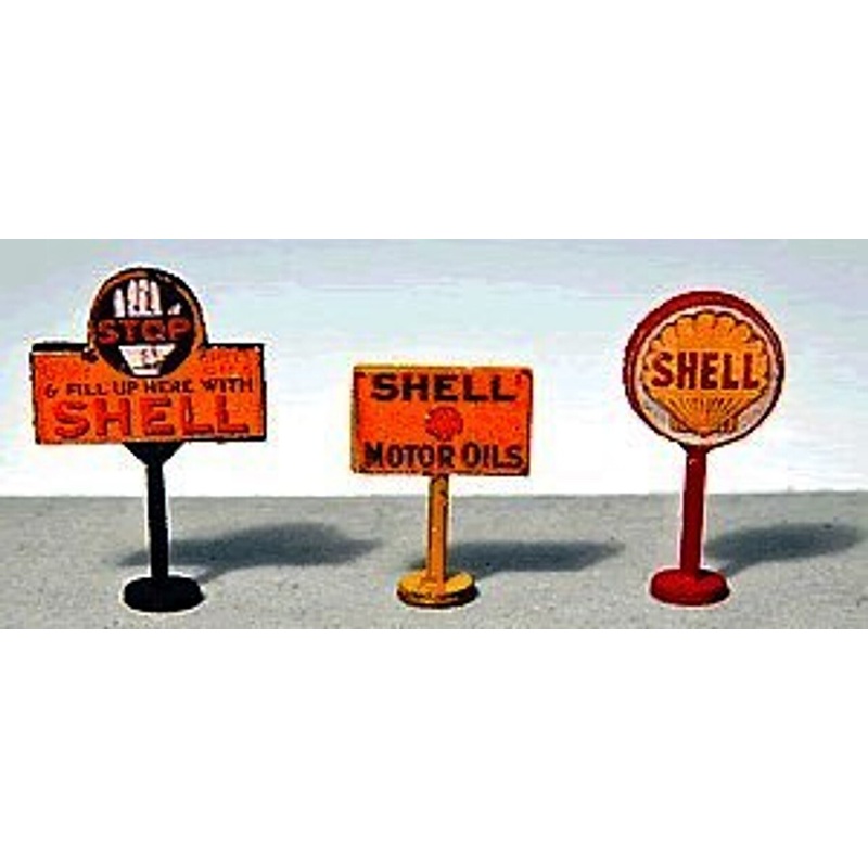 Vintage Shell Gas Station Curb Signs (3)