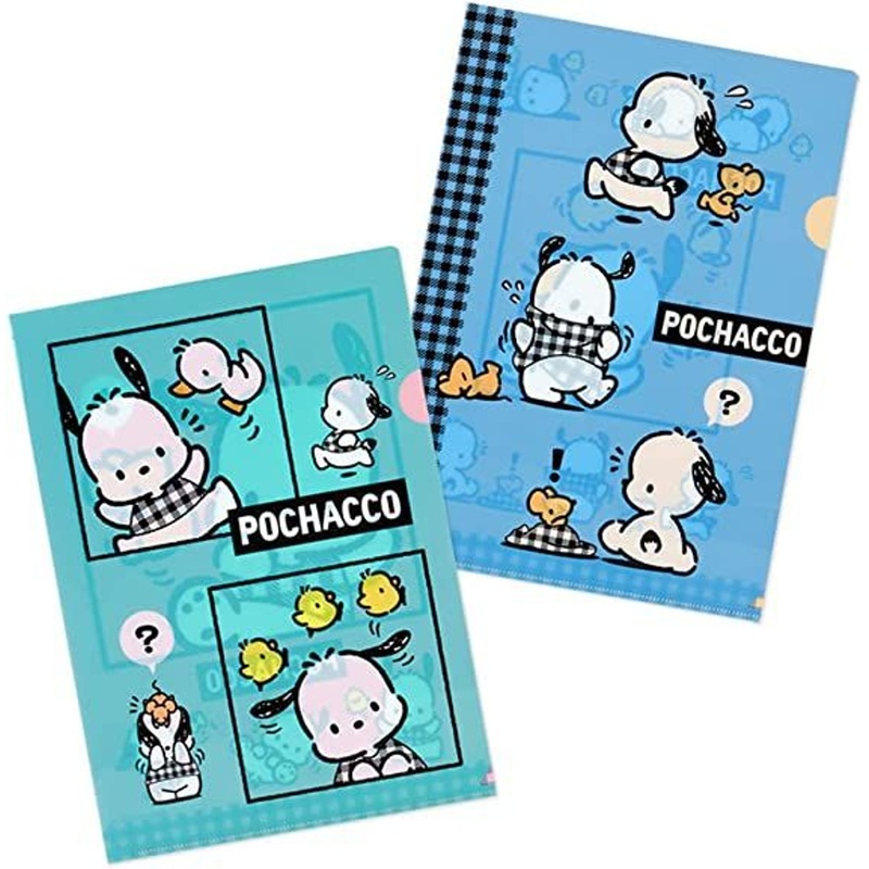 Sanrio A4 Clear File Set of 2 Pochacco (Checkered Pattern)