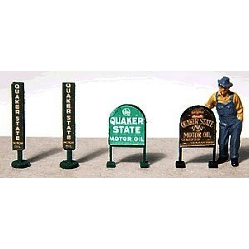 Vintage Quaker State Gas Station Curb Signs (4)