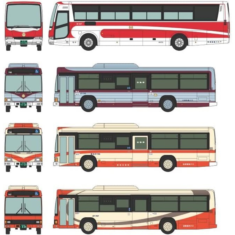Tomytec Bus Collection Hokuriku Railway 80th Anniversary Successive Color 4 Bus Set (N scale)