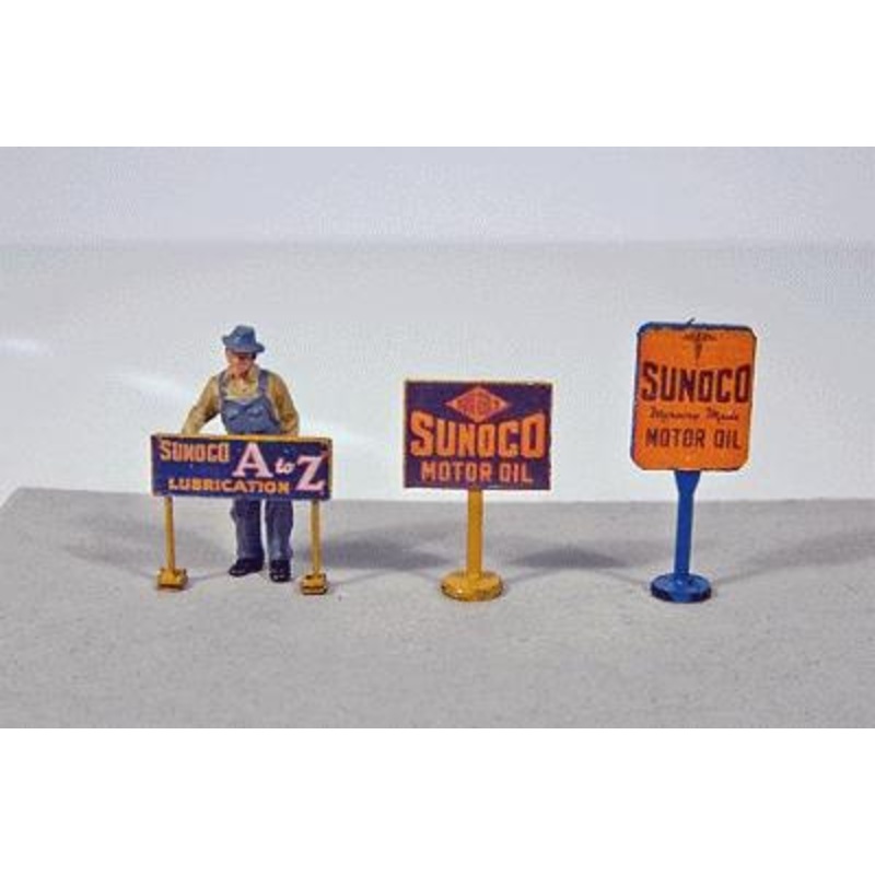 Vintage Sunoco Gas Station Curb Signs (3)