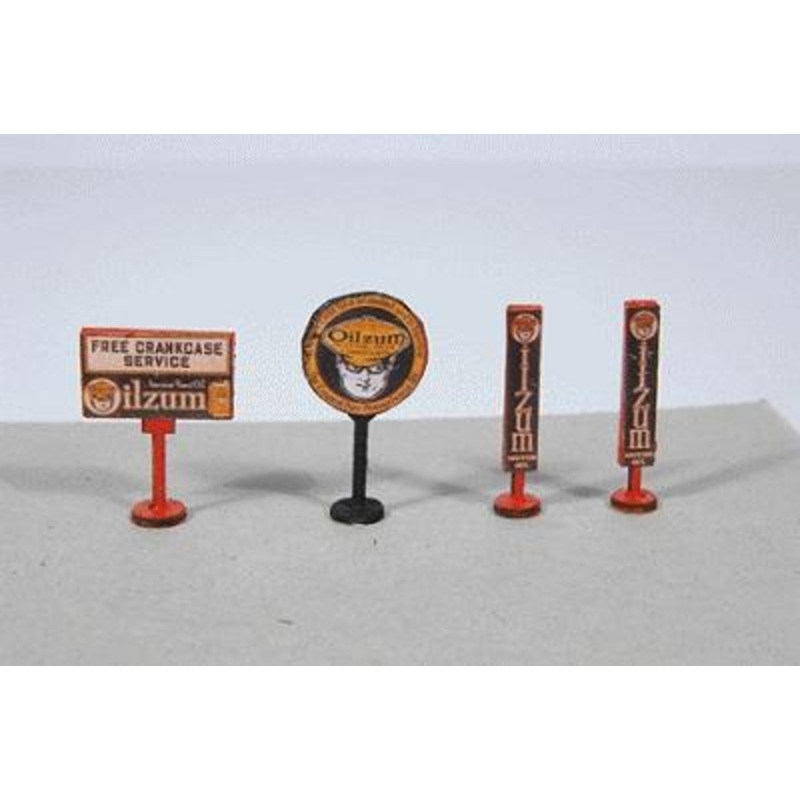 Vintage Oilzum Gas Station Curb Signs (4)