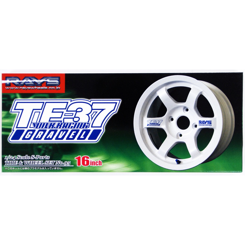 Aoshima 40225 Tire & Wheel Set Volk Racing TE37 Gravel 16 inch 1/24 Scale Kit