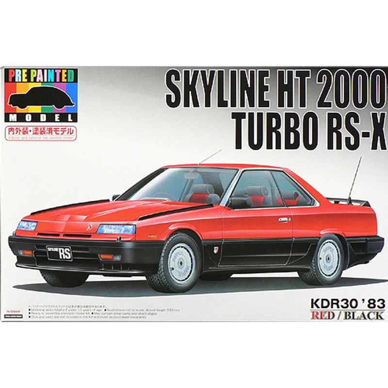 Aoshima 43776 Nissan Skyline KDR30 Red/Black 1/24 Scale Kit (Pre-painted Model)