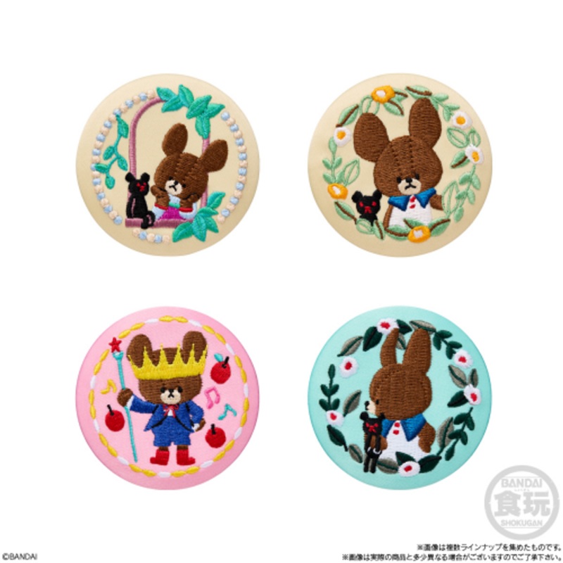 Bandai Candy The Bear’s School Embroidery Can Badge Biscuit (12 pcs/Box)
