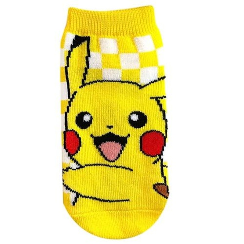 Pokemon Center Original Checkered  Socks Kids Pikachu 13-18cm