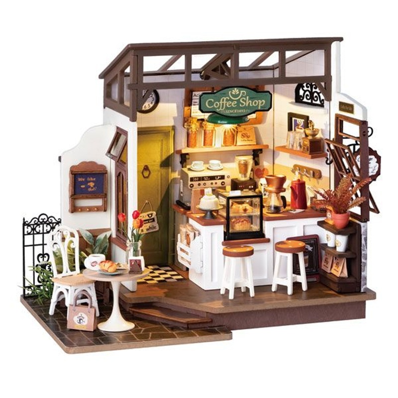 ROBOTIME DIY Miniature House No.17 Cafe Handmade Kit (183 Pieces)