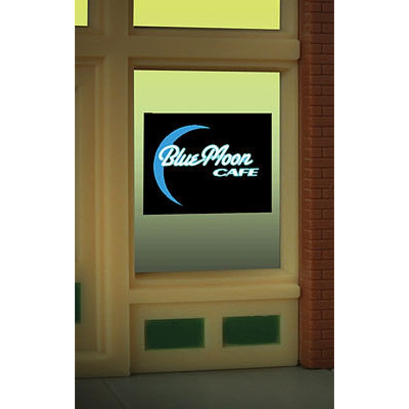 Animated Neon Window Sign Blue Moon Cafe