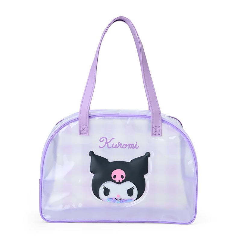 Sanrio Kuromi Clear Boston Bag PVC/Polyurethane Pool Supplies, Vinyl Bag with Name Space