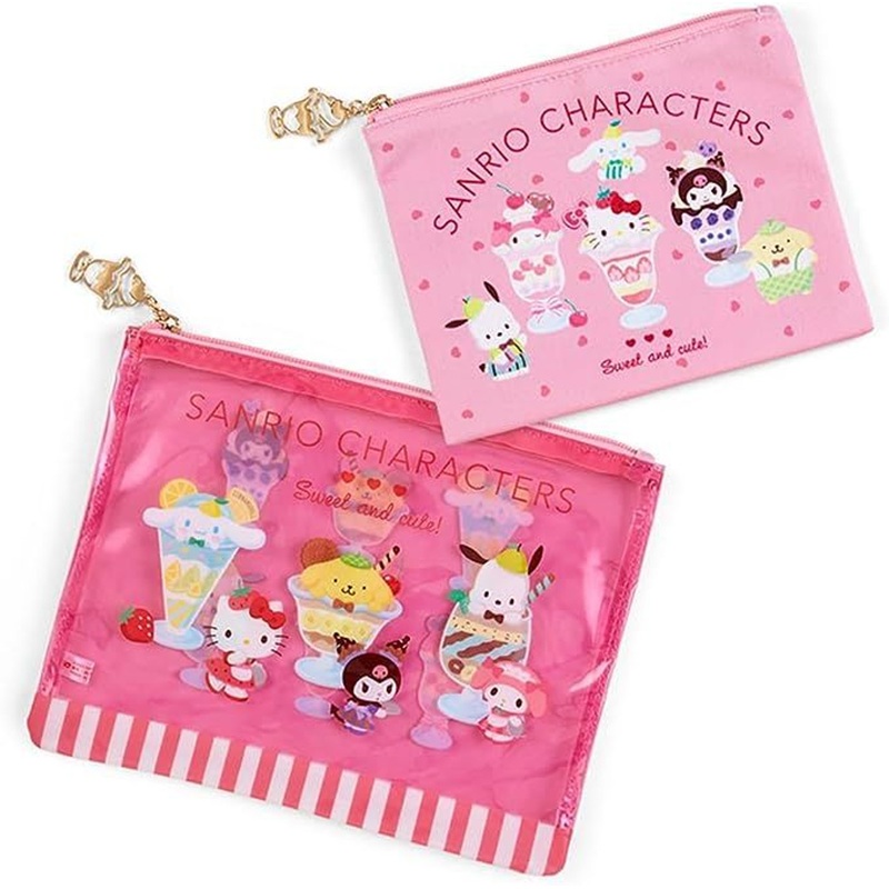 Sanrio Flat Pouch Set of 2 (Sanrio Parfait)