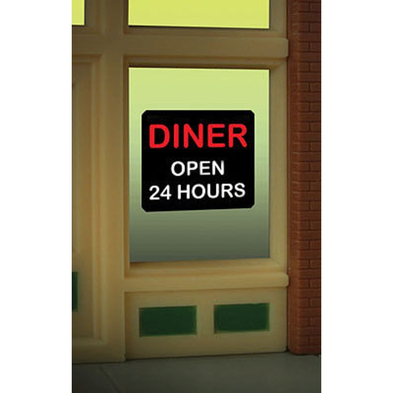Animated Neon Window Sign Diner 24 Hrs