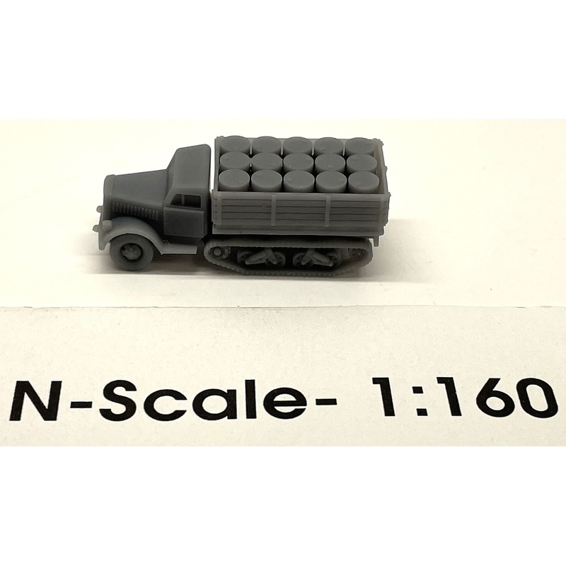 N Half track drums in bed, flcar load