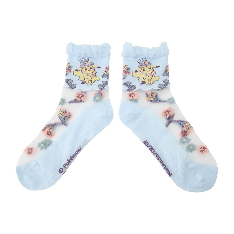 Pokemon Center Original Middle Socks See-Through Pikachu Pokemon Botanical Easter (23-25cm)  Socks