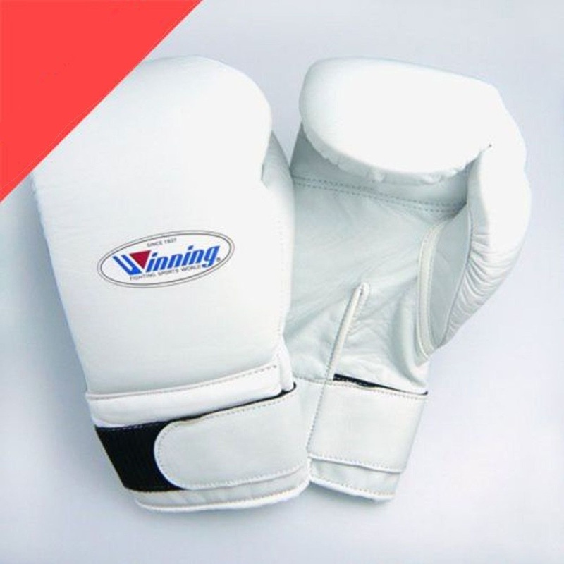 Winning Boxing Gloves MS-500-B Hook-and-Loop Pro Type 14 oz White(Made in Japan)
