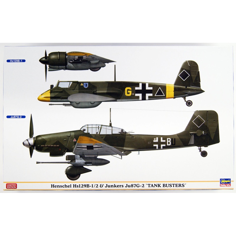 Hasegawa 07409 Henschel Hs129B-1/2 & Junkers Ju87G-2 Tank Busters 1/48 Scale Kit