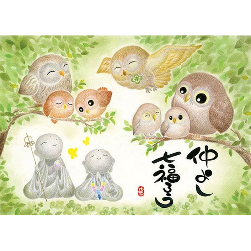APPLEOne Jigsaw Puzzle 500-237 Japanese Art Jizo and Owl (500 Pieces)