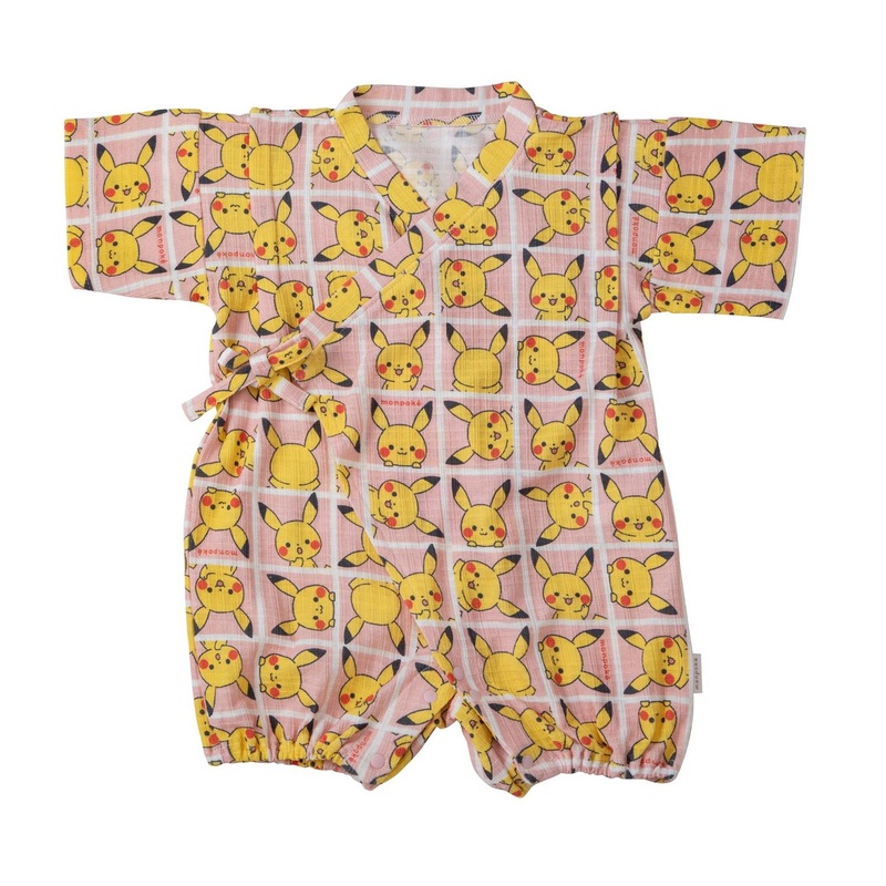 Pokemon Center Original Monpoke Pikachu Hello Pattern Jinbei Set Pink