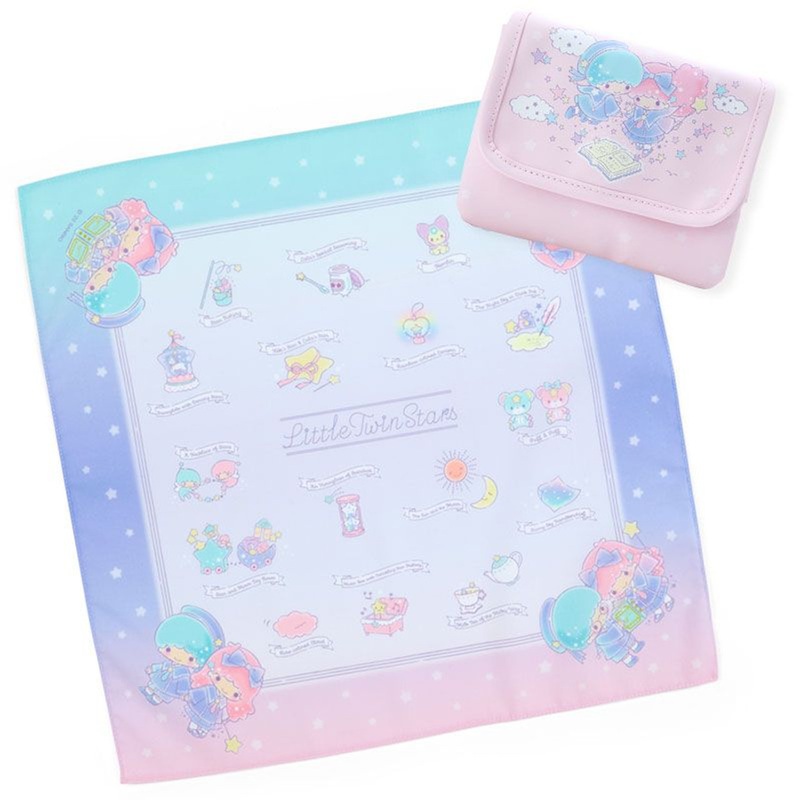 Sanrio Handkerchief & Pouch Set Little Twin Stars (Picture Book Design)