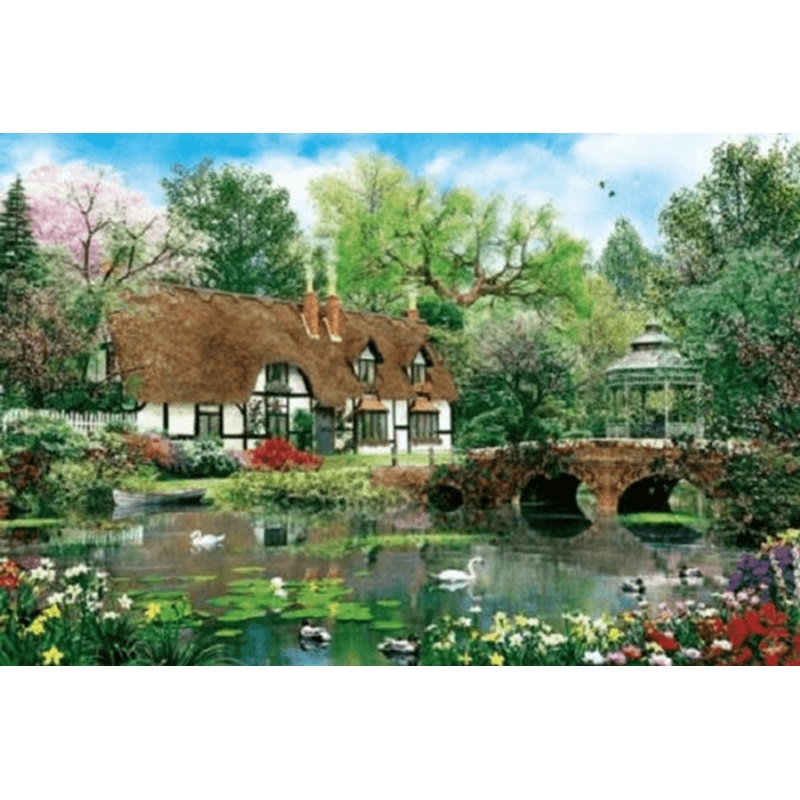 APPLEOne Jigsaw Puzzle 1000-759 Dominic Davison Swan Pond Garden (1000 Pieces)
