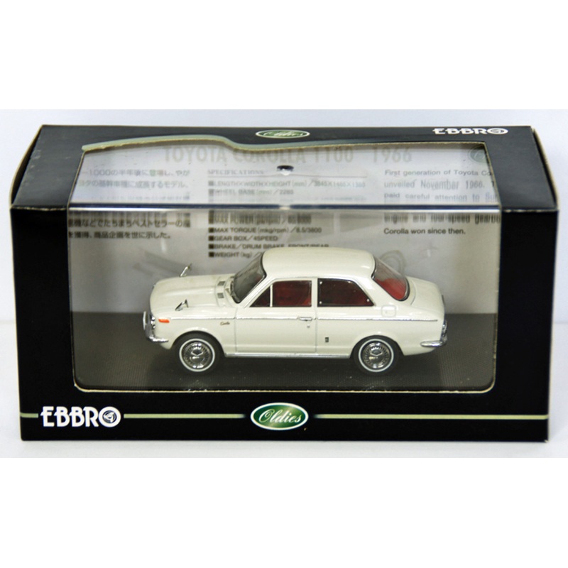 Ebbro 43893 TOYOTA COROLLA 110 1966 White 1/43 Scale