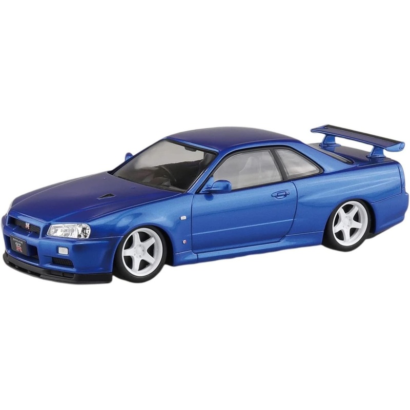Aoshima The Snap Kit 1/32 R34 Skyline GT-R Custom Wheel (Bayside Blue) Plastic Model