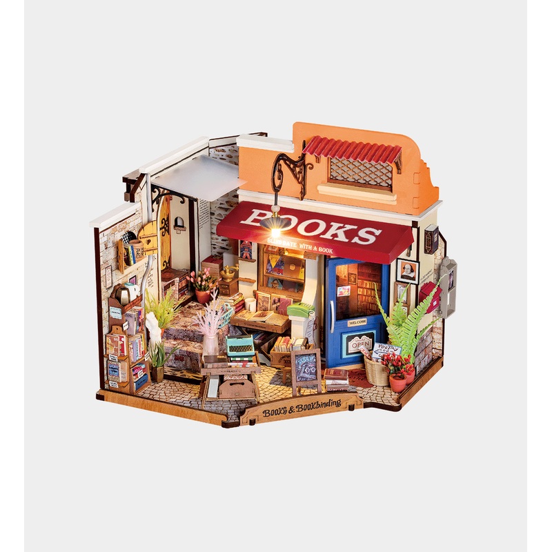 ROBOTIME DIY Miniature Kit Corner Bookstore (145 Pieces)