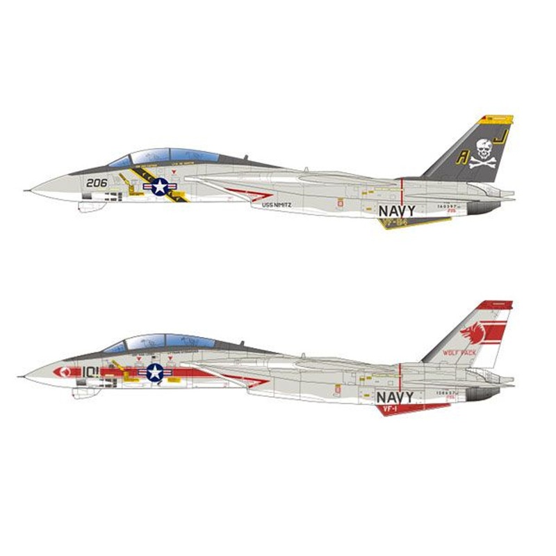 Platz 1/144 US Navy F-14A Tomcat VF-84 Jolly Rogers & VF-1 Wolfpack 2 Aircraft Set Plastic Model Kit