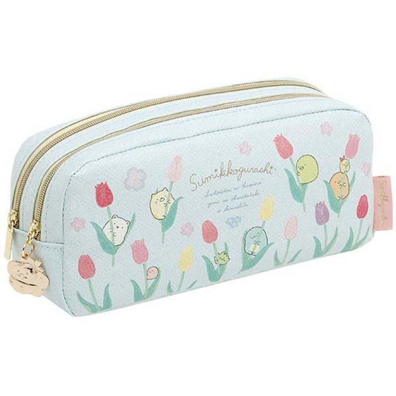 San-x Twin Zipper Pen Pouch Sumikko Gurashi Flower Field and Zassou