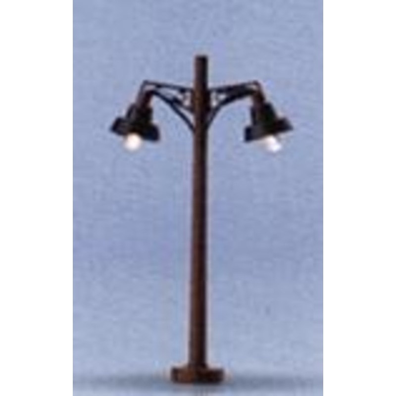 Double-Arm Wooden Post Lamp