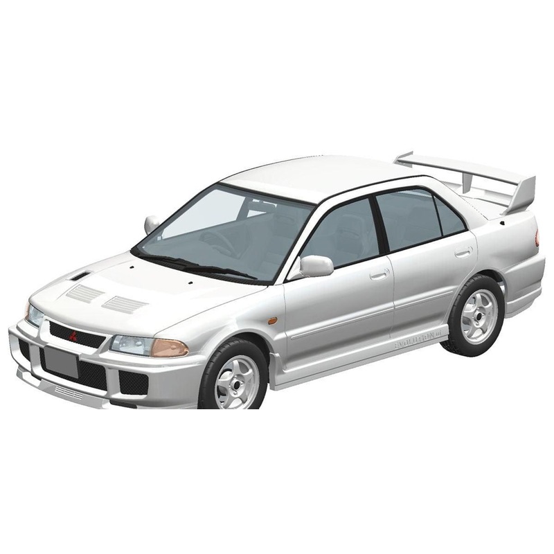 Aoshima CE9A Lancer GSR Evolution III 1995 Scotia White Plastic Model