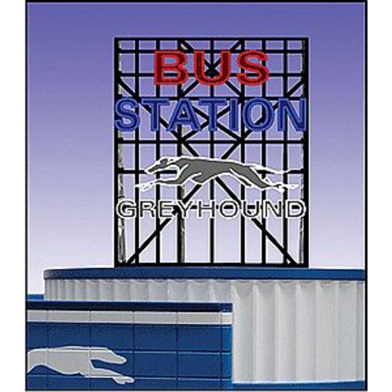 Greyhound Bus Station Animated Neon Billboard