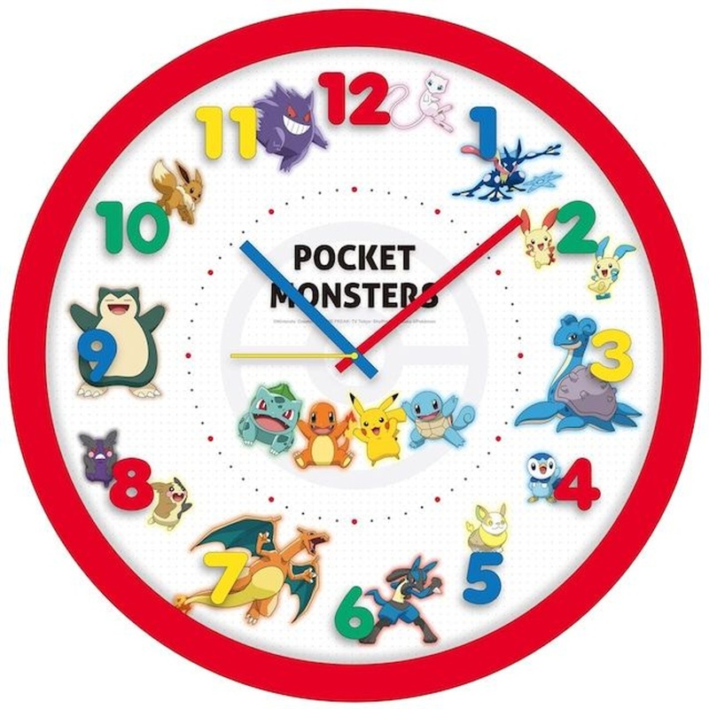 T’s Factory Wall Clock – Pokemon Characters (Red)