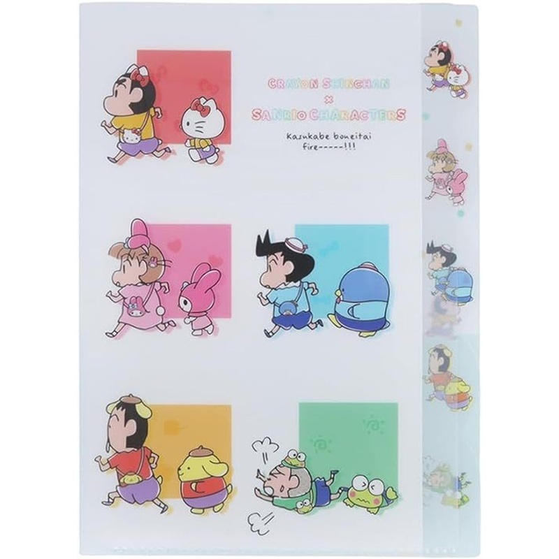 5-Index A4 Size Clear File Folder- Sanrio & Crayon Shin-chan Pattern 1