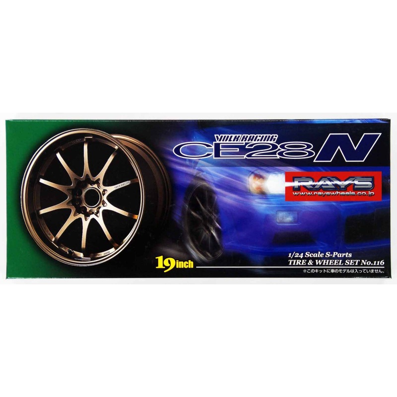 Aoshima 05545 Tire & Wheel Set VOLK Racing CE28N 19 inch 1/24 Scale Kit