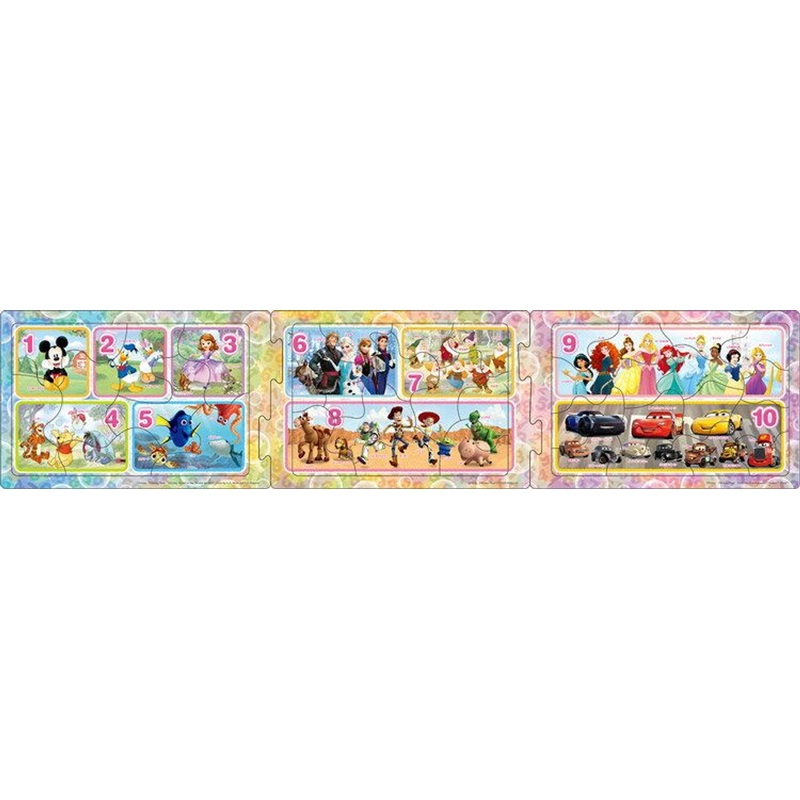 Apollo-sha 24-176 Jigsaw Puzzle Disney Pixar Studying Numbers Panorama Puzzle (8+12+16 Pieces)