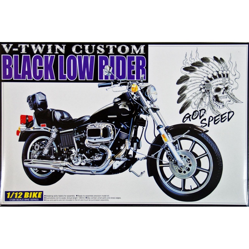 Aoshima Naked Bike 86 00649 Black Low Rider (V-Twin Custom) 1/12 Scale Kit