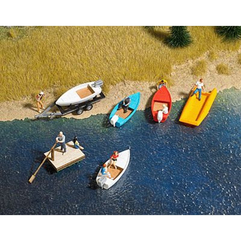 Boat/Raft Set w/Trailer – Kit – 4 Boats, 1 Raft